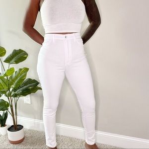 Super High Waist Denim Skinnies - White